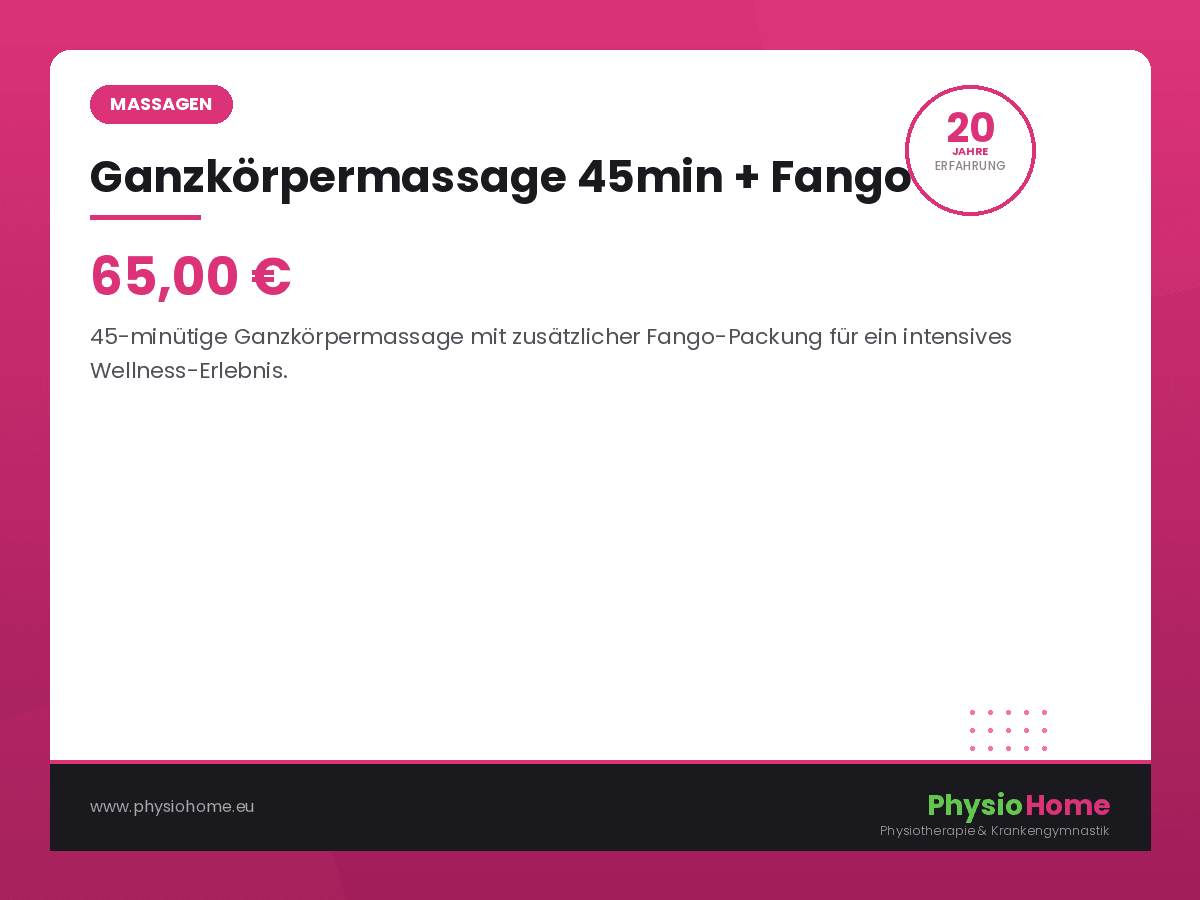 Ganzkörpermassage 45min + Fango