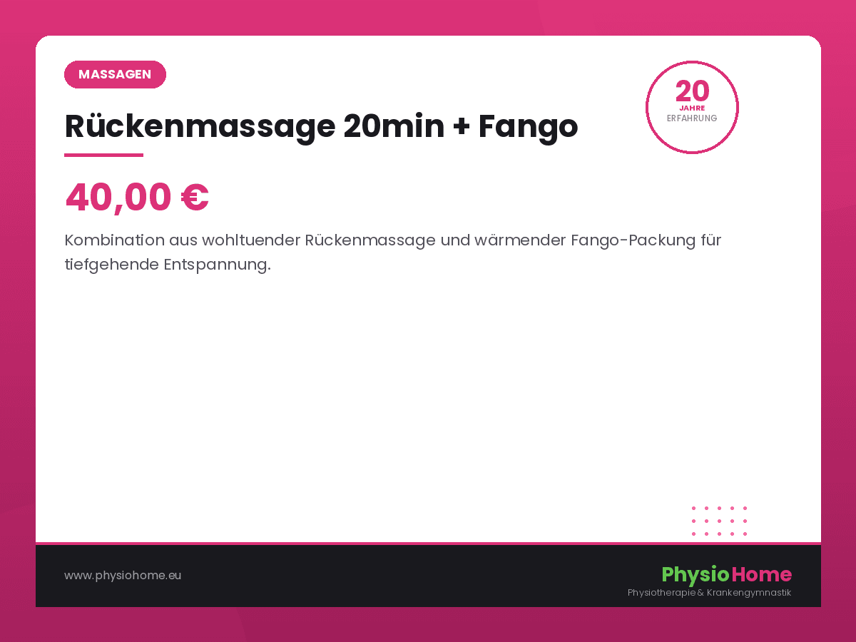 Rueckenmassage 20min + Fango