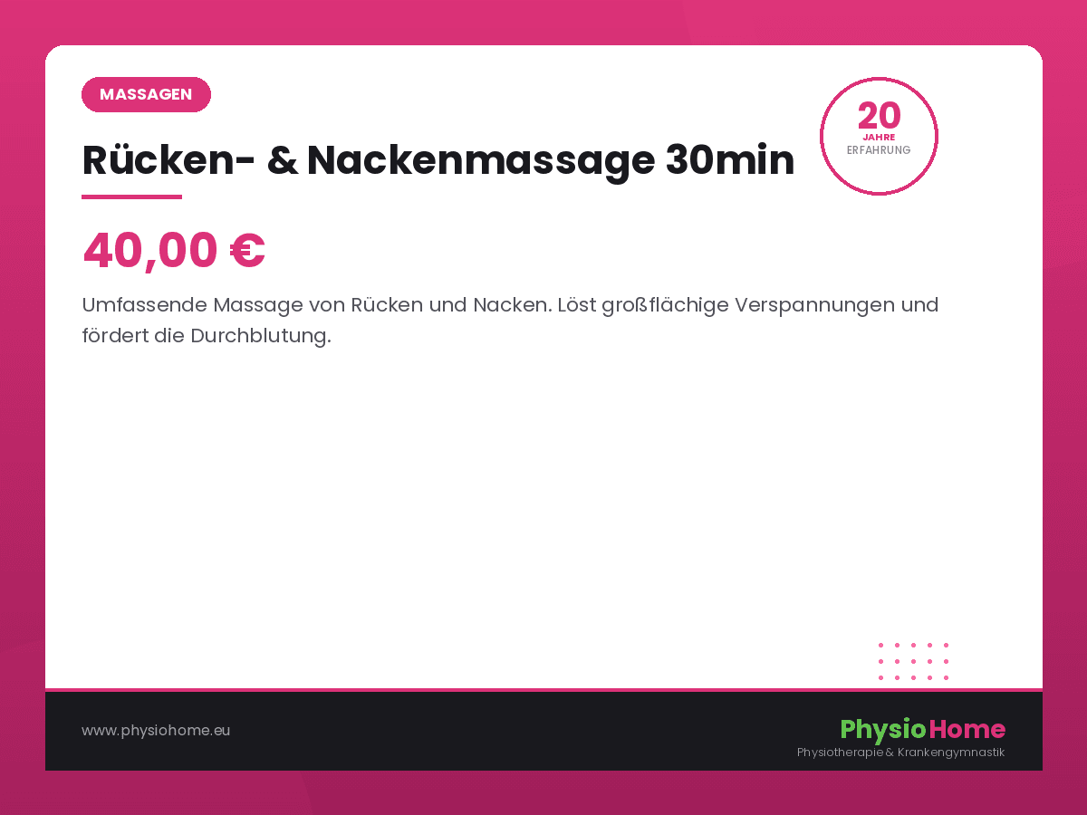 Ruecken- & Nackenmassage 30min